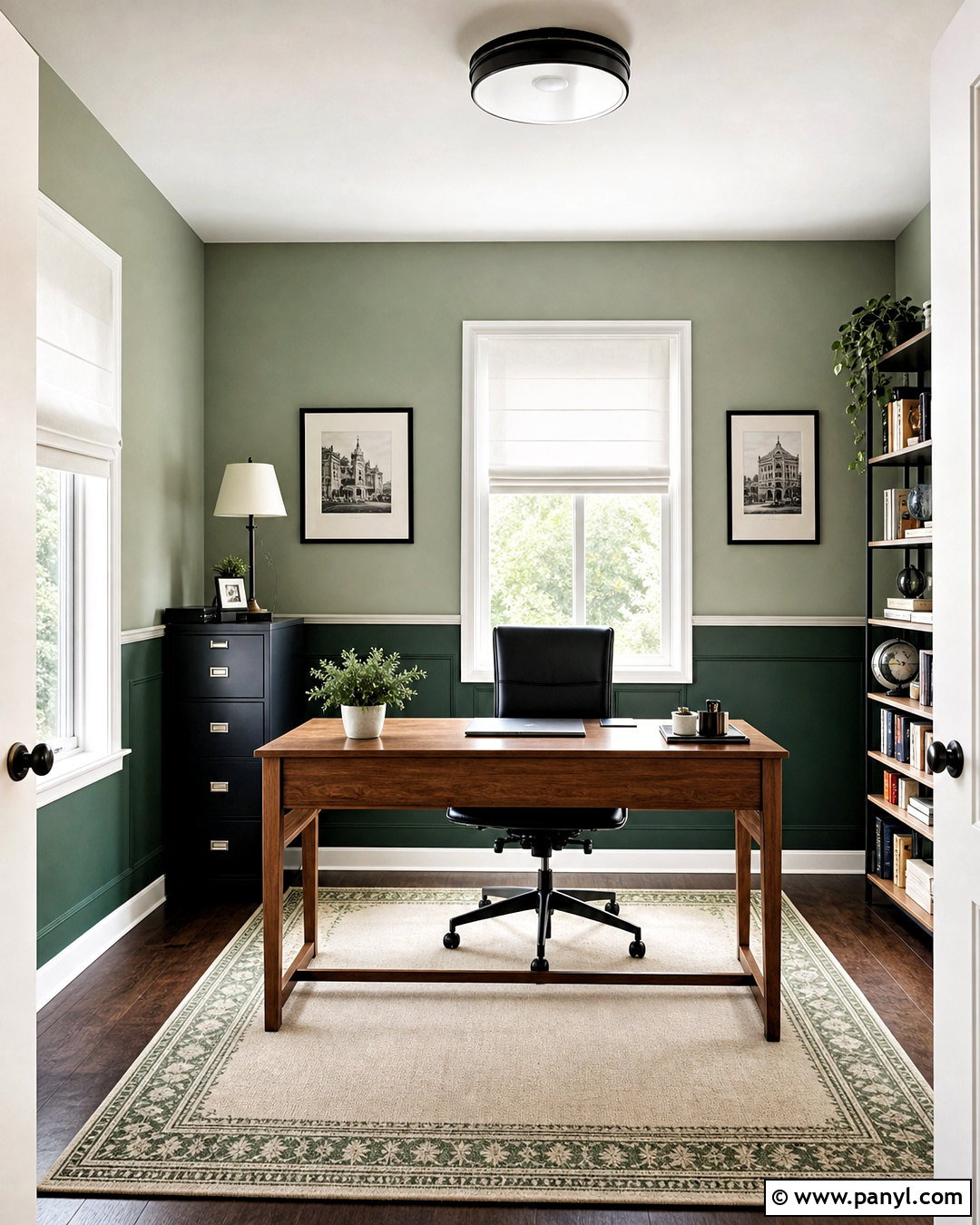 Two-Tone Green Office Walls - 20 green wall office ideas