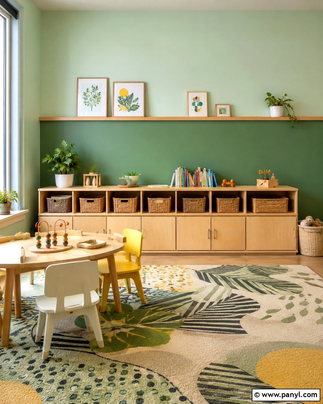 Two-Tone Green Playroom Accent Wall - 20 Best Green For Accent Wall Ideas