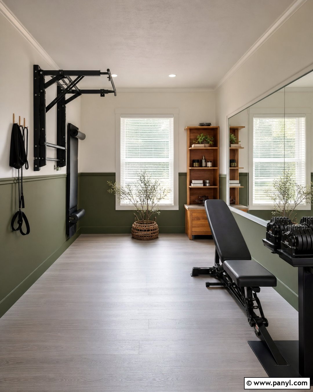 Two Tone Green Small Home Gym - 20 Modern Home Gym With Green Accent Wall Ideas