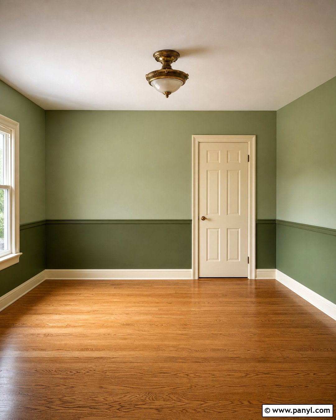 Two Tone Green Walls With Chair Rail - 20 Empty Room With Green Walls
