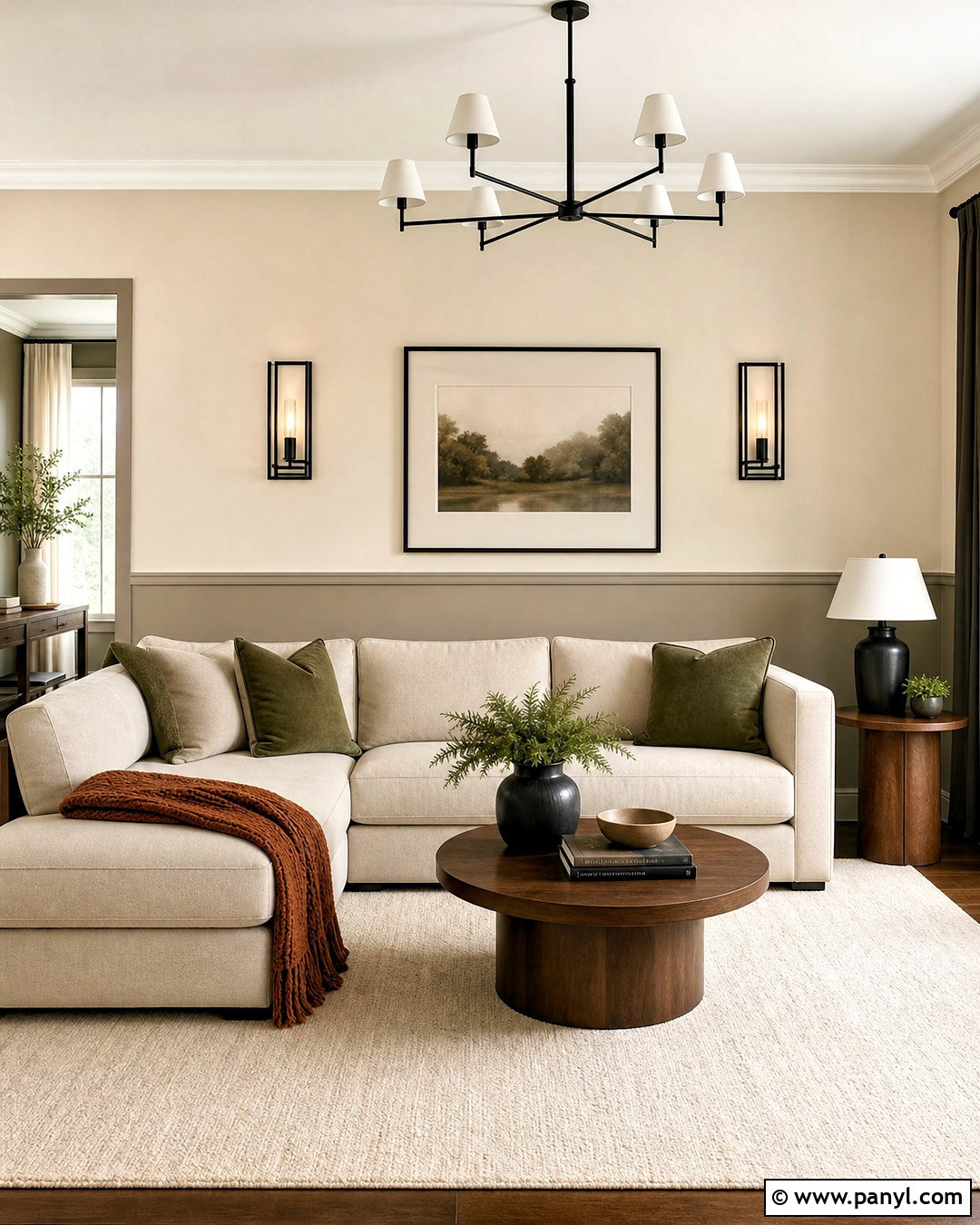 Two-Tone Greige Living Room Walls - 20 wall design ideas living room paint ideas