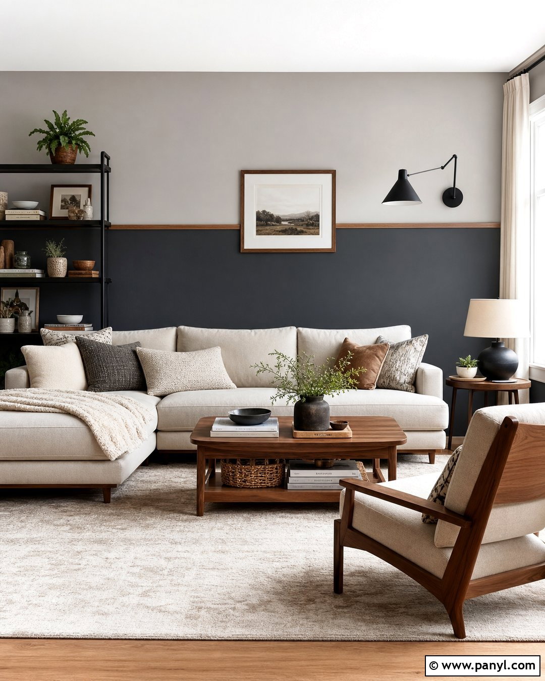 Two Tone Grey Feature Wall - 30 Grey Feature Wall Ideas