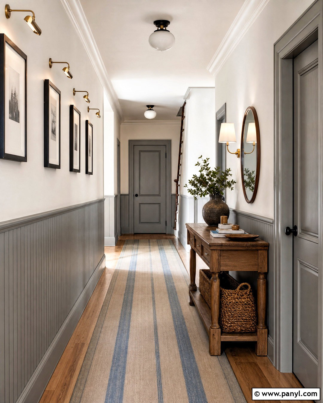 Two-Tone Grey Wall Hallway - 20 grey wall design ideas