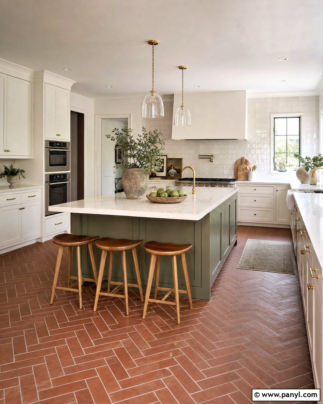 Two Tone Kitchen With Terra Cotta Tile Floor - 20 kitchen with terra cotta tile floor ideas