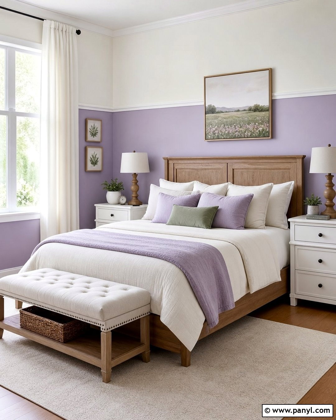 Two-Tone Lavender Bedroom Walls - 35 Lavender Wall Paint Ideas