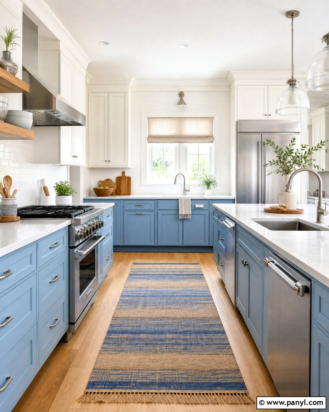 Two-Tone Light Blue And White Kitchen - 20 light blue kitchen ideas