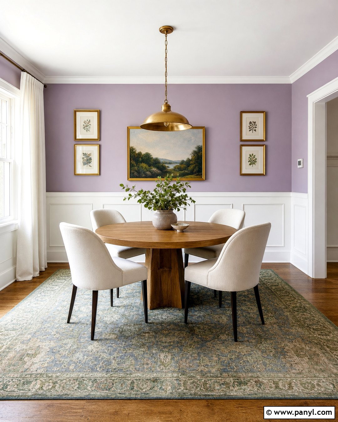 Two Tone Lilac Walls With White Paneling - 35 lilac walls