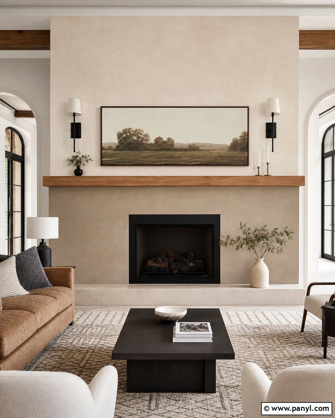Two-Tone Limewash Fireplace Wall - 20 Limewash Paint Fireplace Wall Ideas