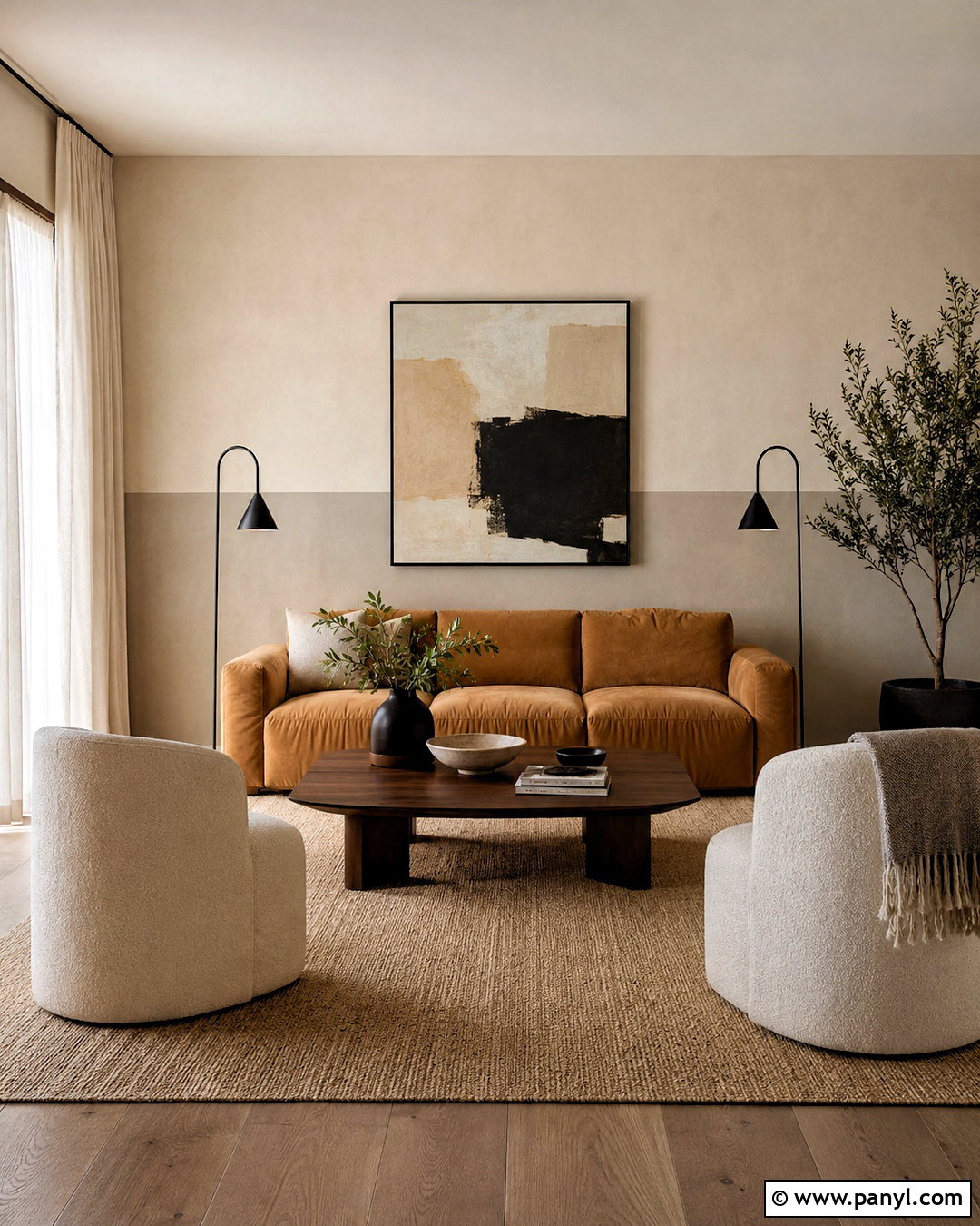 Two-Tone Limewash Living Room - 20 limewash paint texture ideas