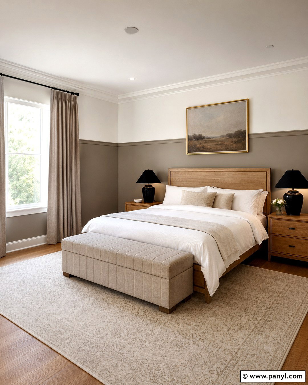 Two Tone Neutral Accent Wall - 20 Neutral Color Accent Wall Ideas
