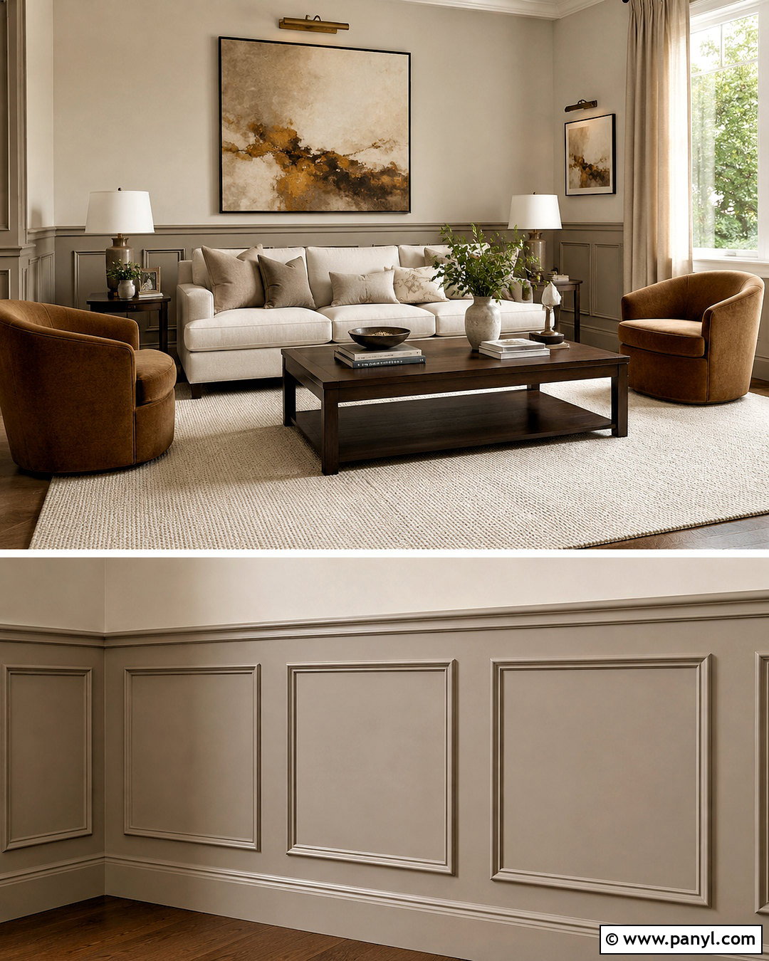 Two-Tone Neutral Wainscoting - 20 painted wainscoting ideas color schemes