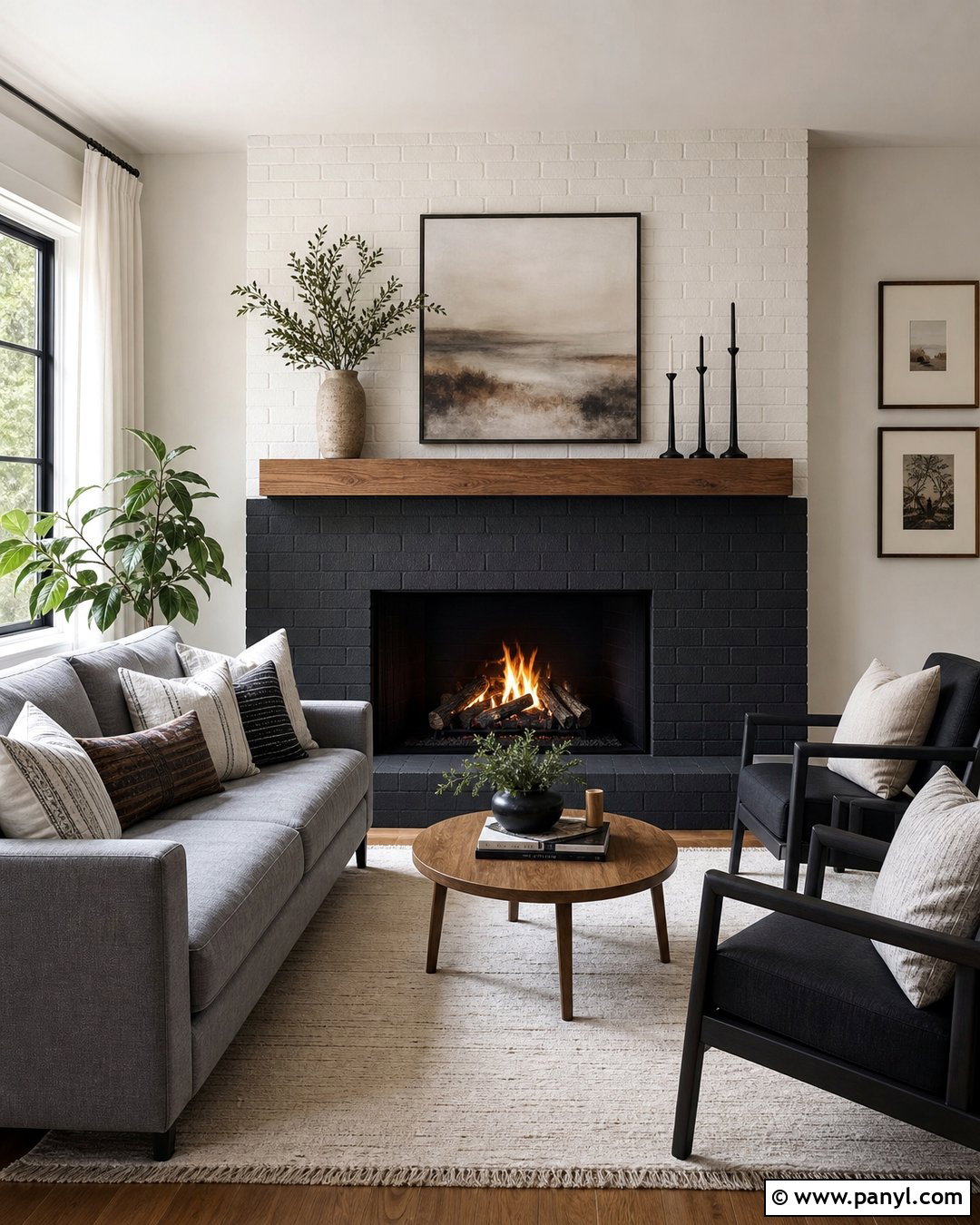 Two Tone Painted Brick Fireplace - 20 Interior Painted Brick Ideas