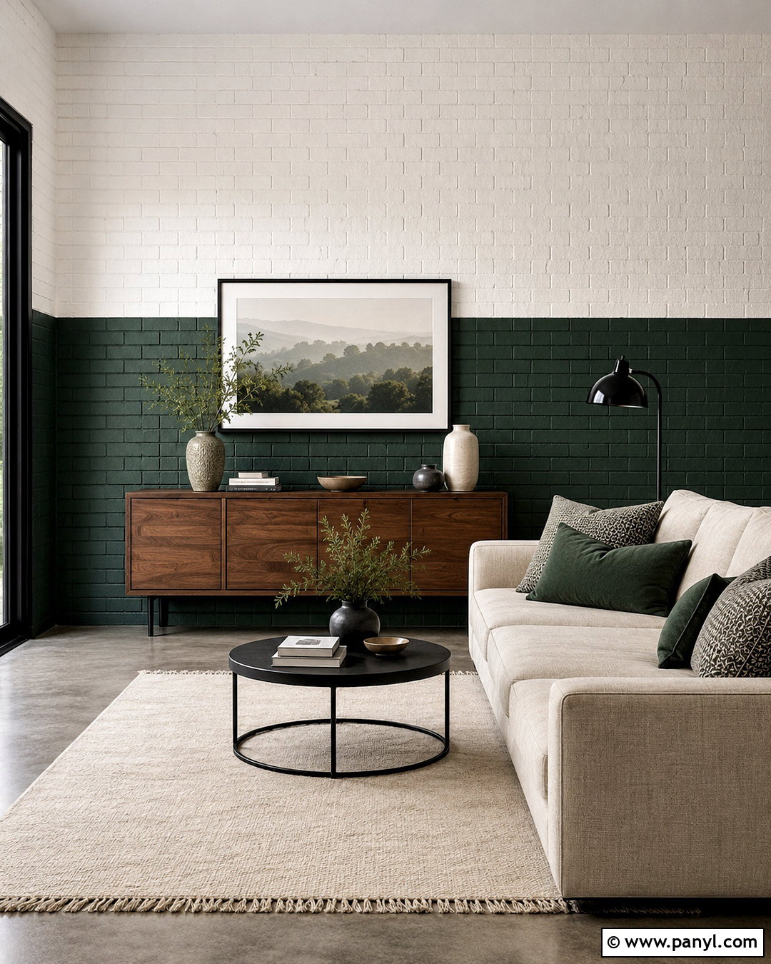 Two Tone Painted Brick Wall - 20 brick painting interior ideas