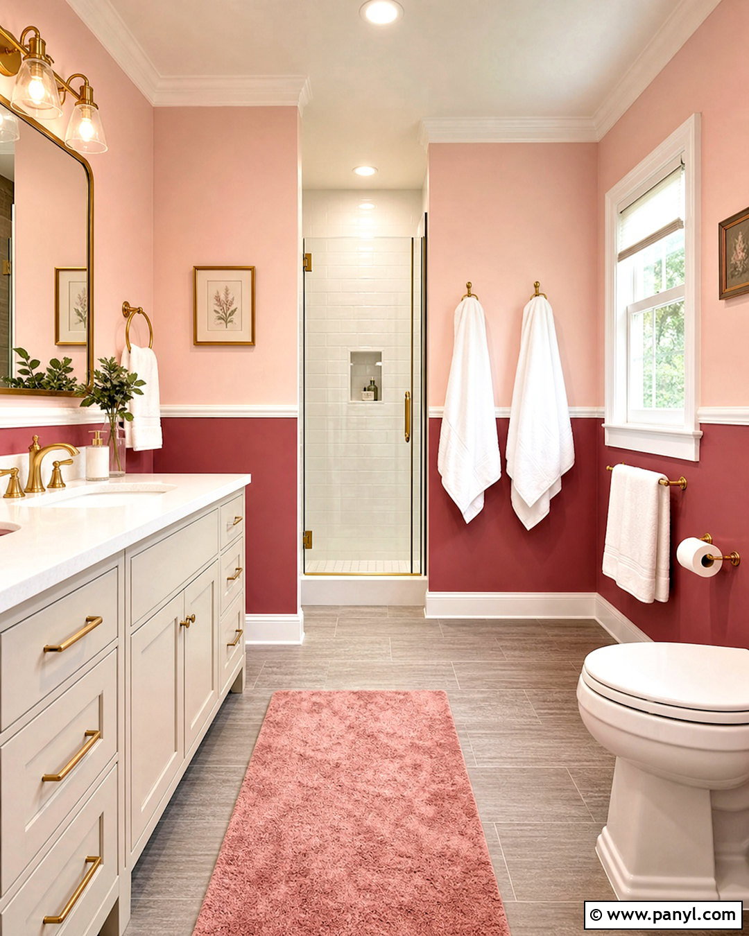 Two Tone Pink Bathroom - 20 pink bathroom paint ideas