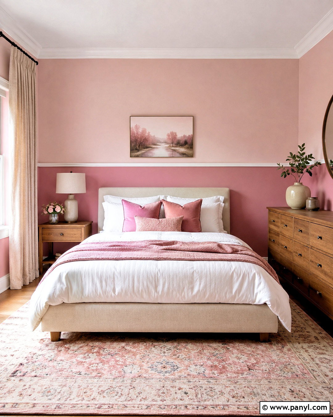 Two-Tone Pink Bedroom Walls - 20 pink paint bedroom ideas