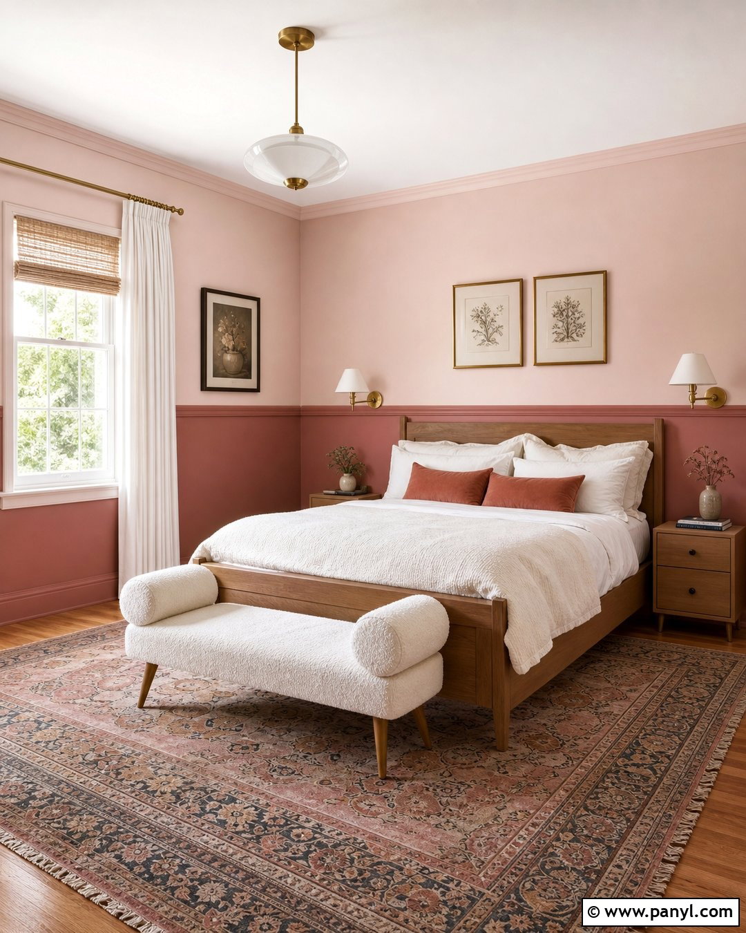 Two-Tone Pink Bedroom Walls - 35 Pink Painted Walls