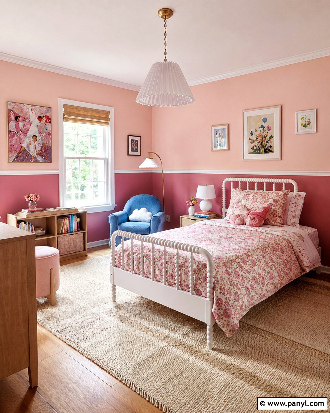 Two Tone Pink Girls Room - 20 Pink Wall Colors For Girls Room Ideas