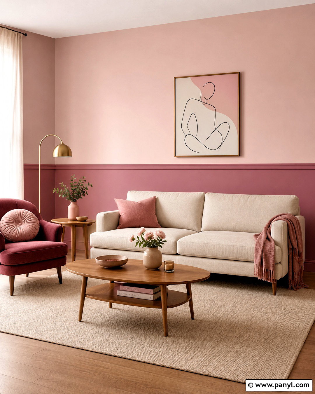 Two Tone Pink Living Room Walls - 20 pink wall living room ideas