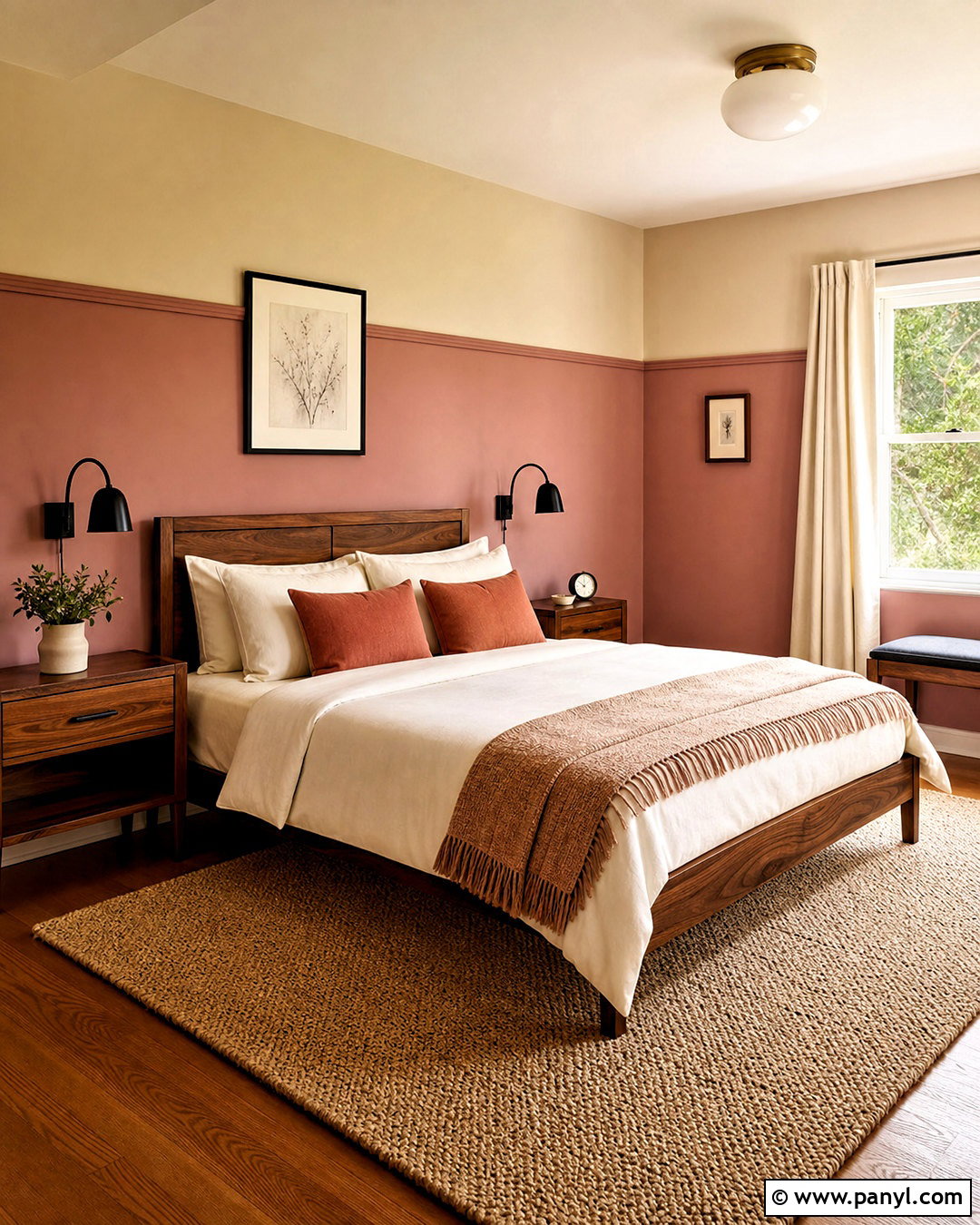 Two-Tone Pink Wall Bedroom - 20 pink wall room ideas