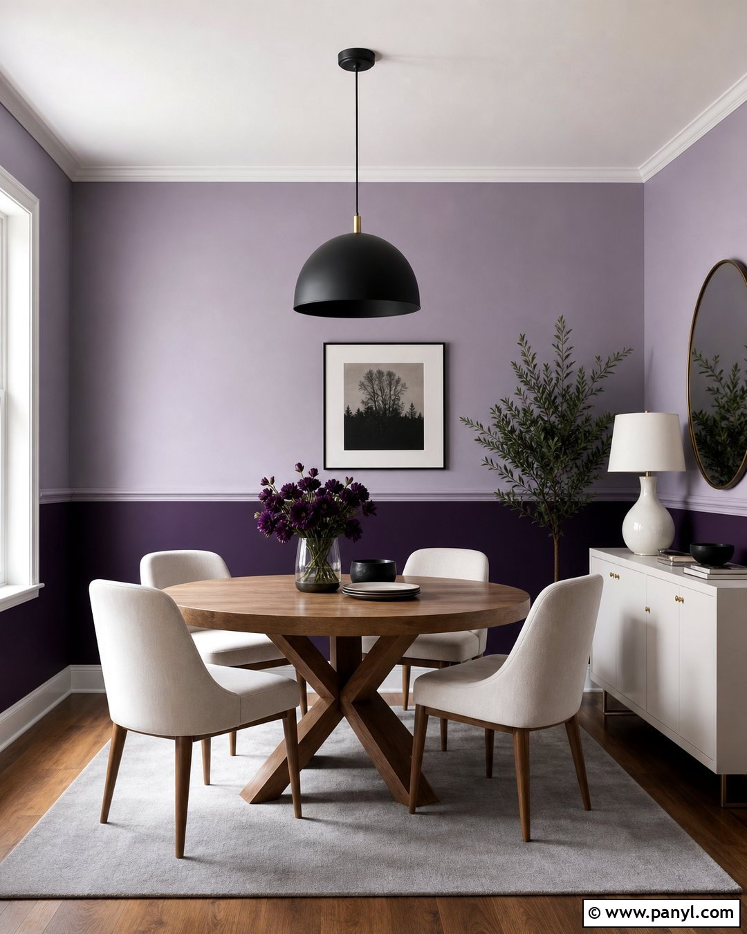 Two Tone Purple Dining Room - 20 Modern Purple Wall Color Ideas