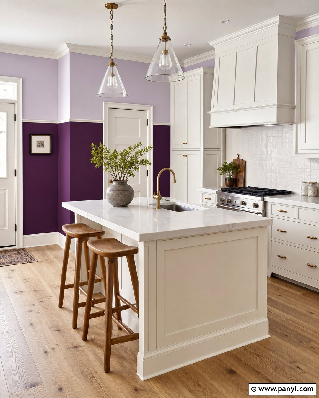 Two-Tone Purple Kitchen Walls - 35 purple kitchen walls