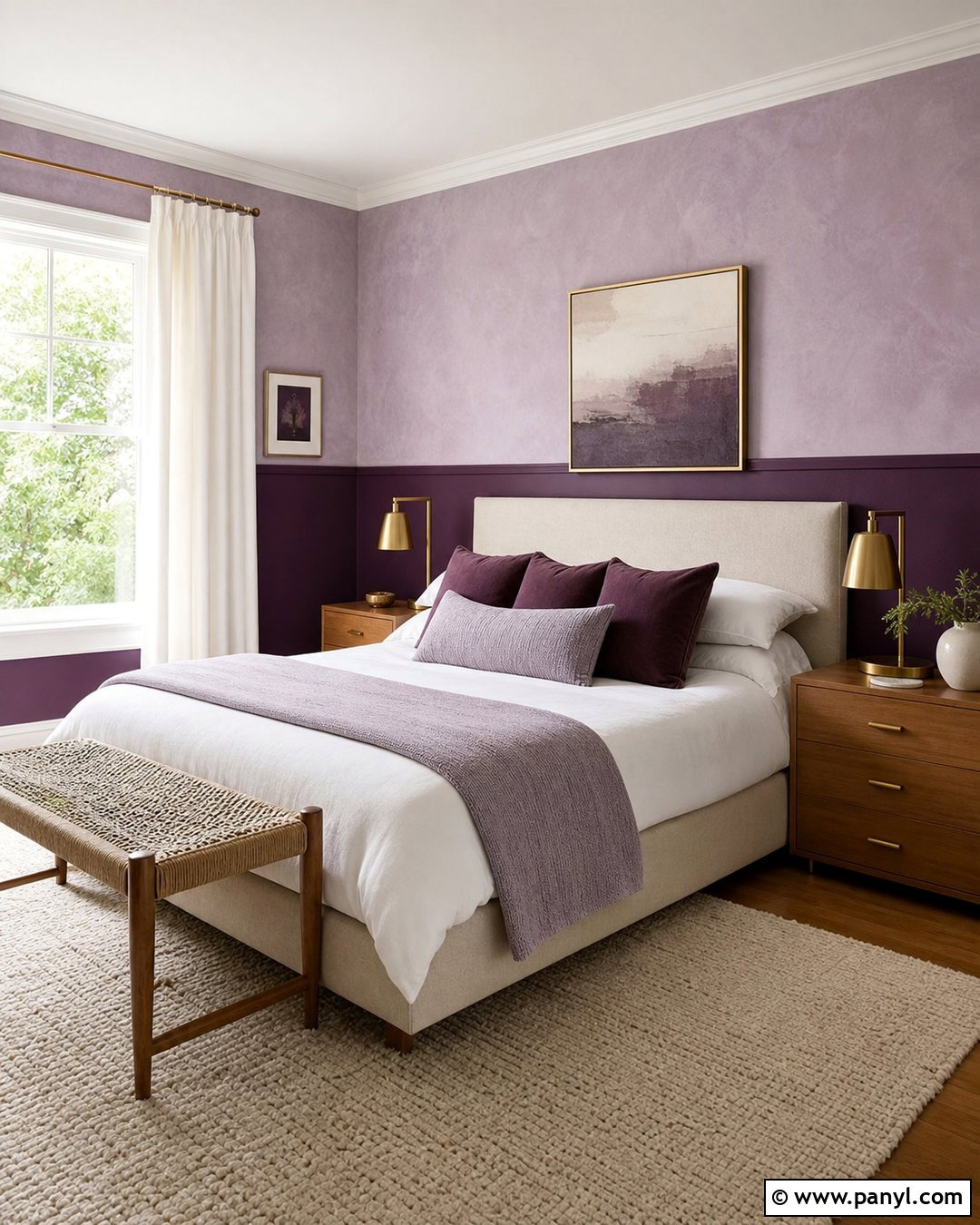 Two Tone Purple Limewash Walls - 30 Purple Limewash Walls