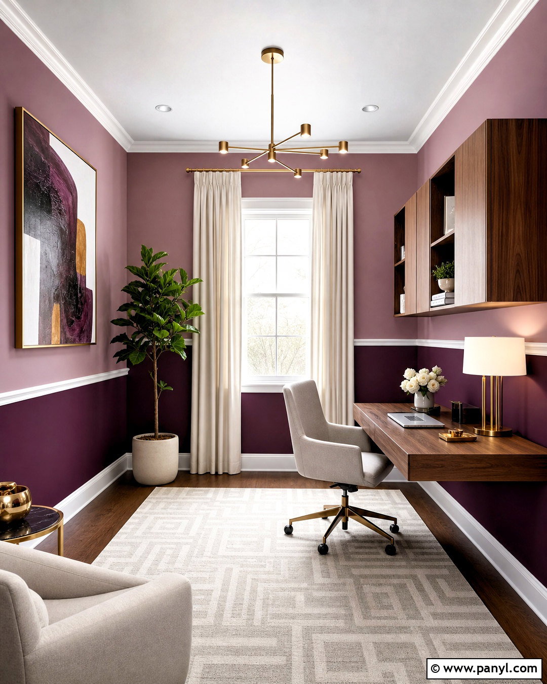 Two Tone Purple Office - 20 purple office paint ideas