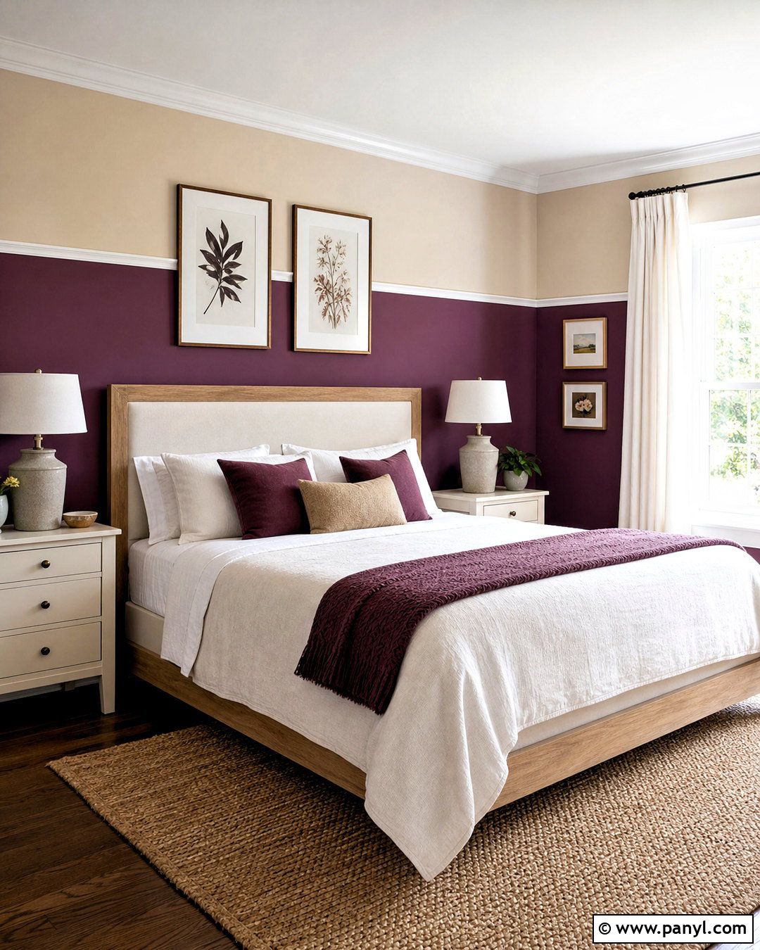 Two Tone Purple Wall Bedroom - 20 purple wall design ideas
