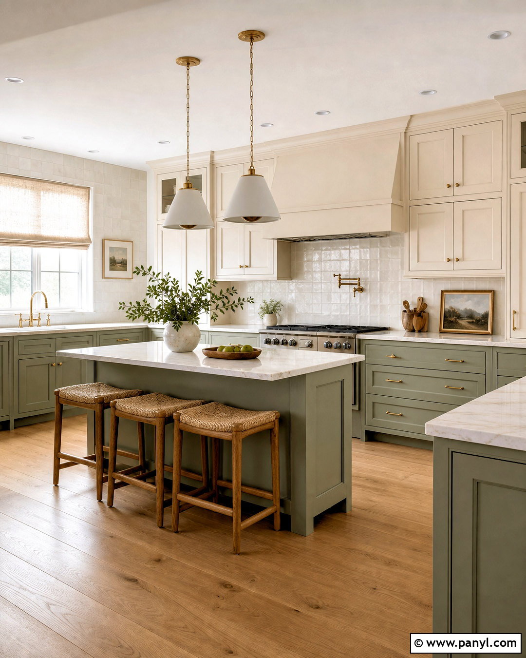 Two-Tone Sage Green And Cream Kitchen - 20 sage green kitchen ideas