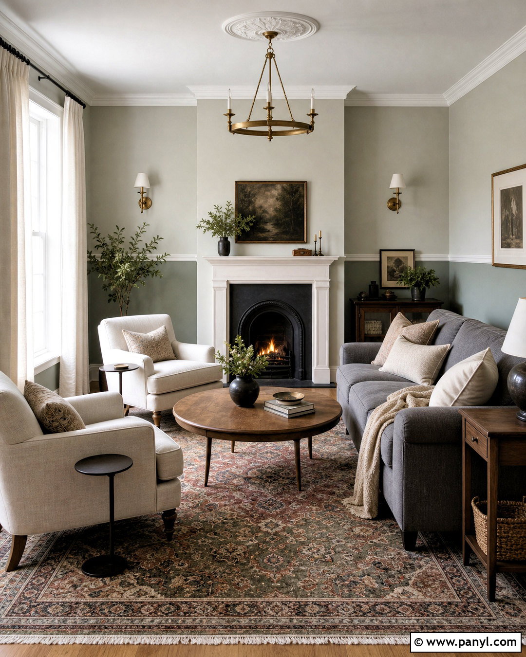 Two-Tone Sage Green And Grey Living Room Walls - 20 sage green and grey living room ideas