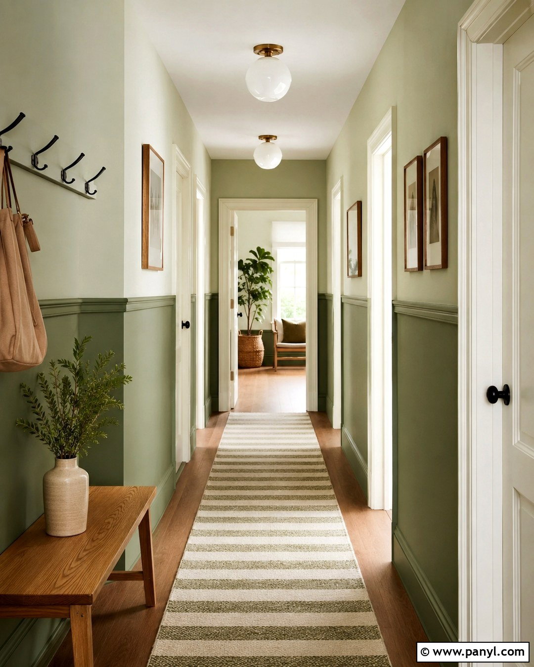 Two Tone Soft Green Hallway - 20 Soft Green Wall Color Ideas