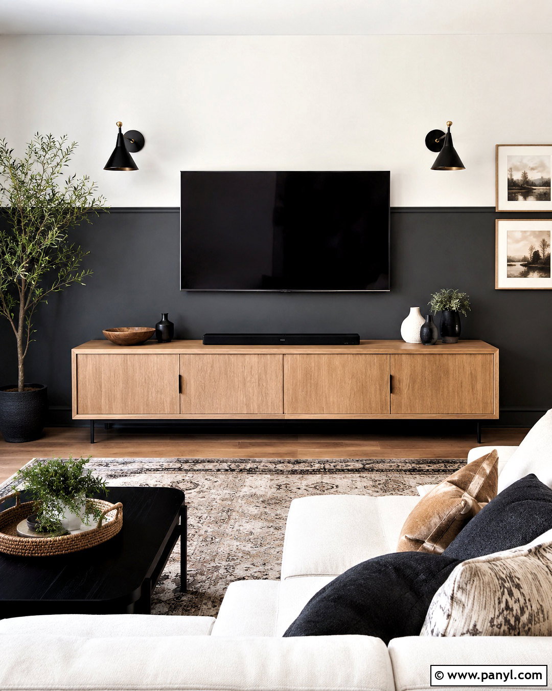Two-Tone TV Wall - 20 Wall Paint For Tv Wall Ideas
