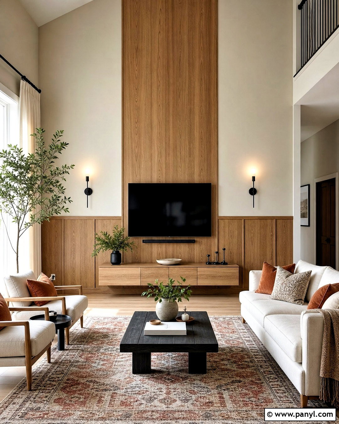 Two-Tone TV Wall - 20 high ceiling tv wall ideas