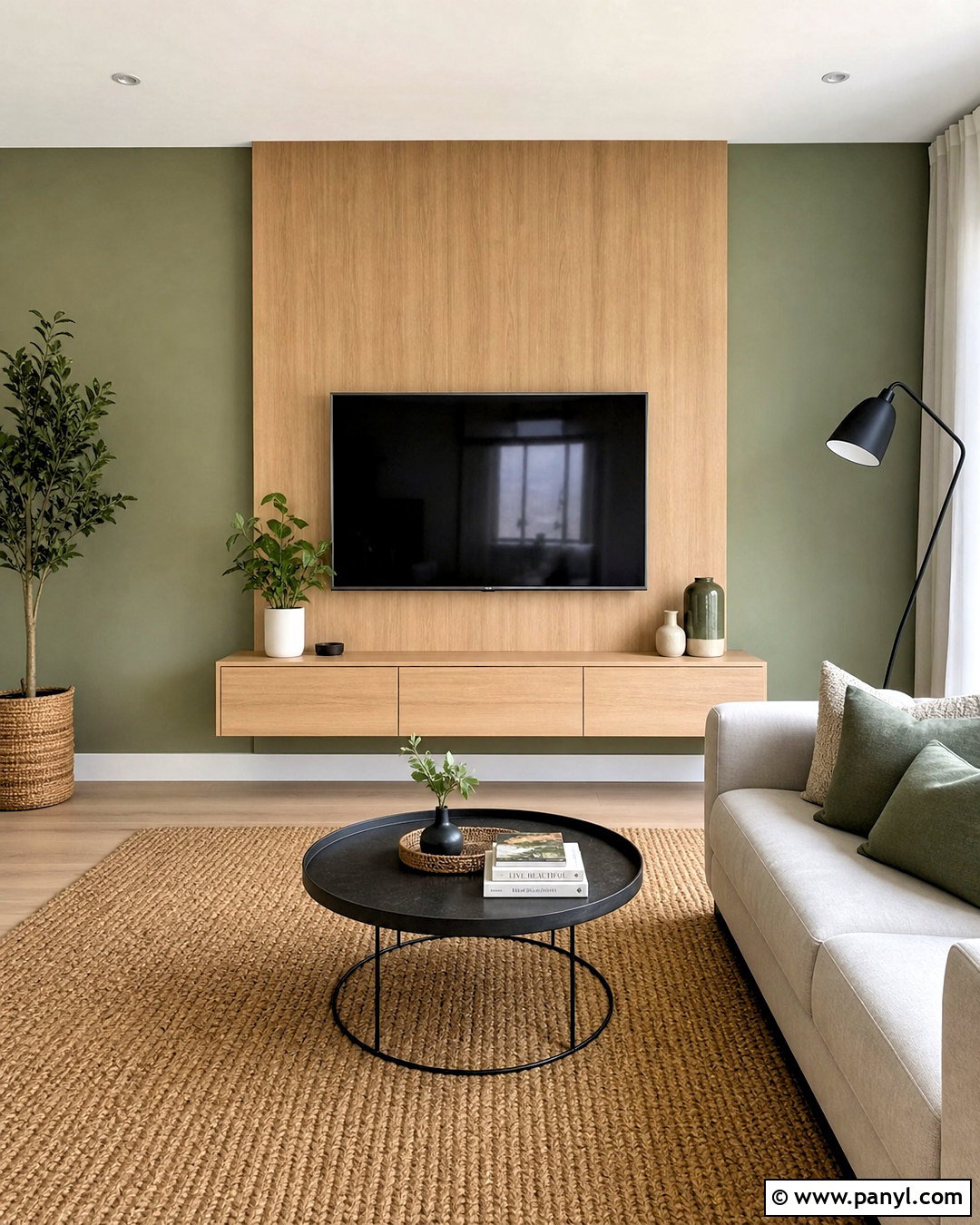 Two-Tone TV Wall With Wood Paneling - 20 small living room tv wall ideas