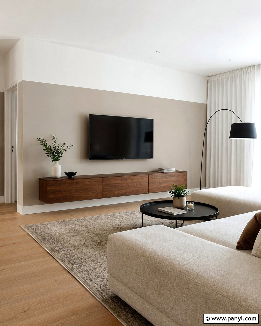 Two Tone TV Wall - 20 Paint Around Tv On Wall Ideas