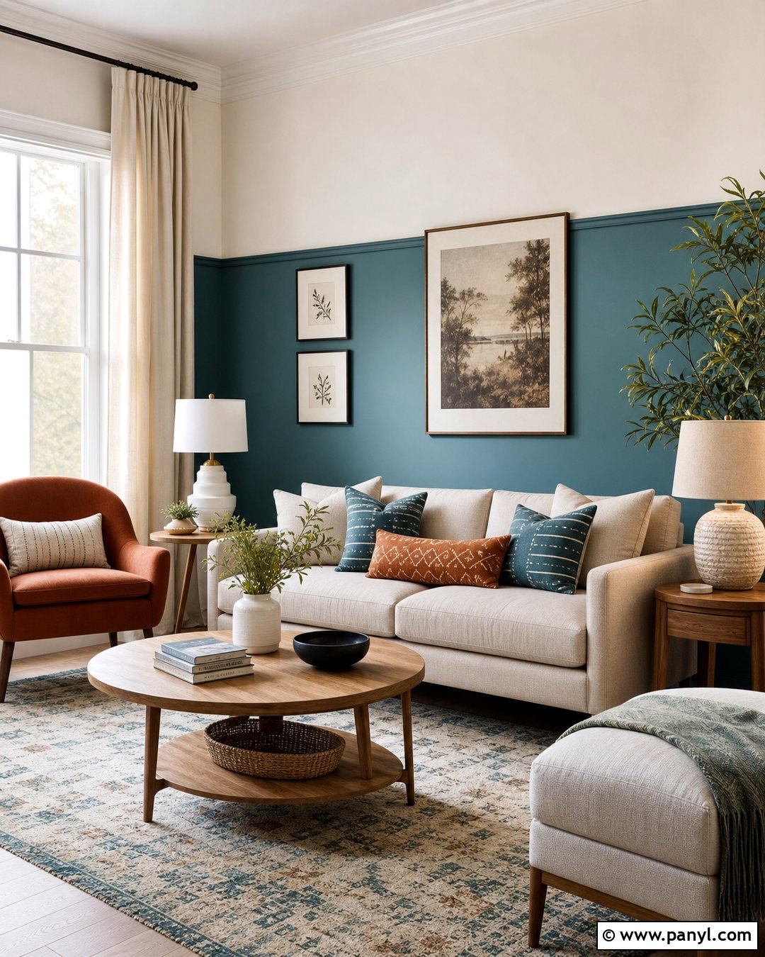 Two-Tone Teal Living Room Walls - 30 teal painted walls