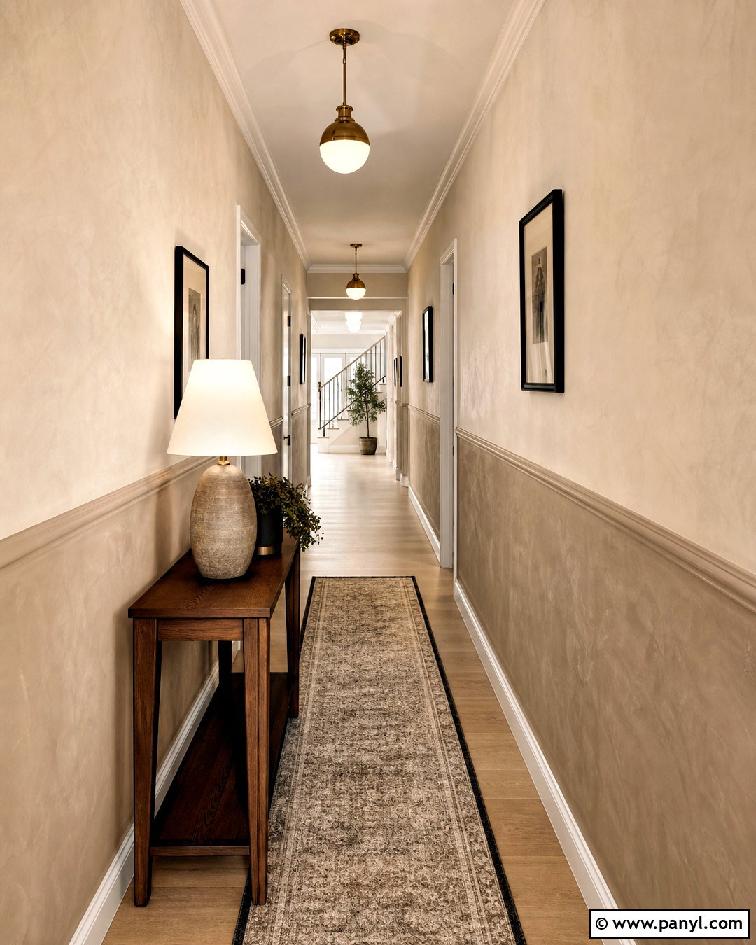 Two-Tone Venetian Plaster Hallway - 20 venetian plaster walls