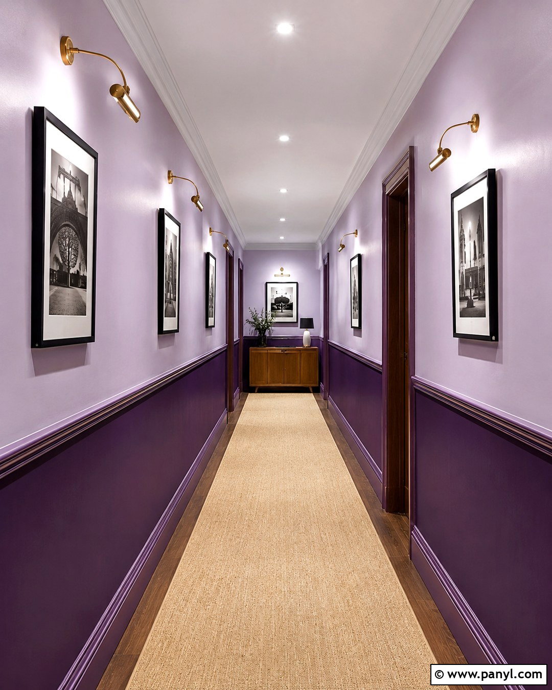 Two-Tone Violet Hallway Walls - 20 Violet Color Wall Ideas