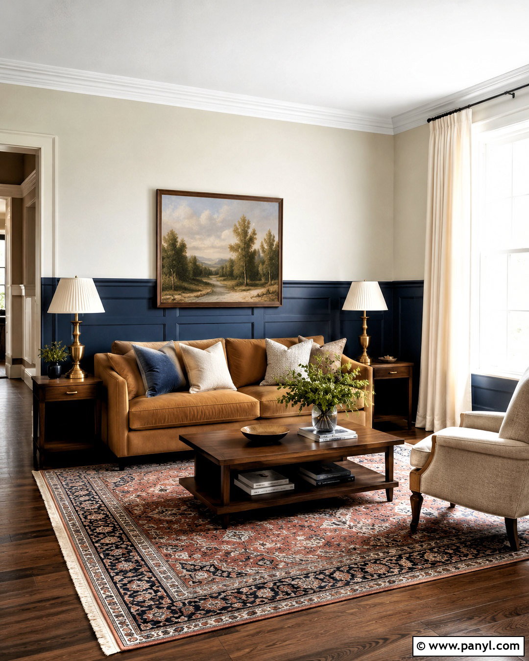 Two-Tone Wall Molding - 20 latest wall designs for living room ideas