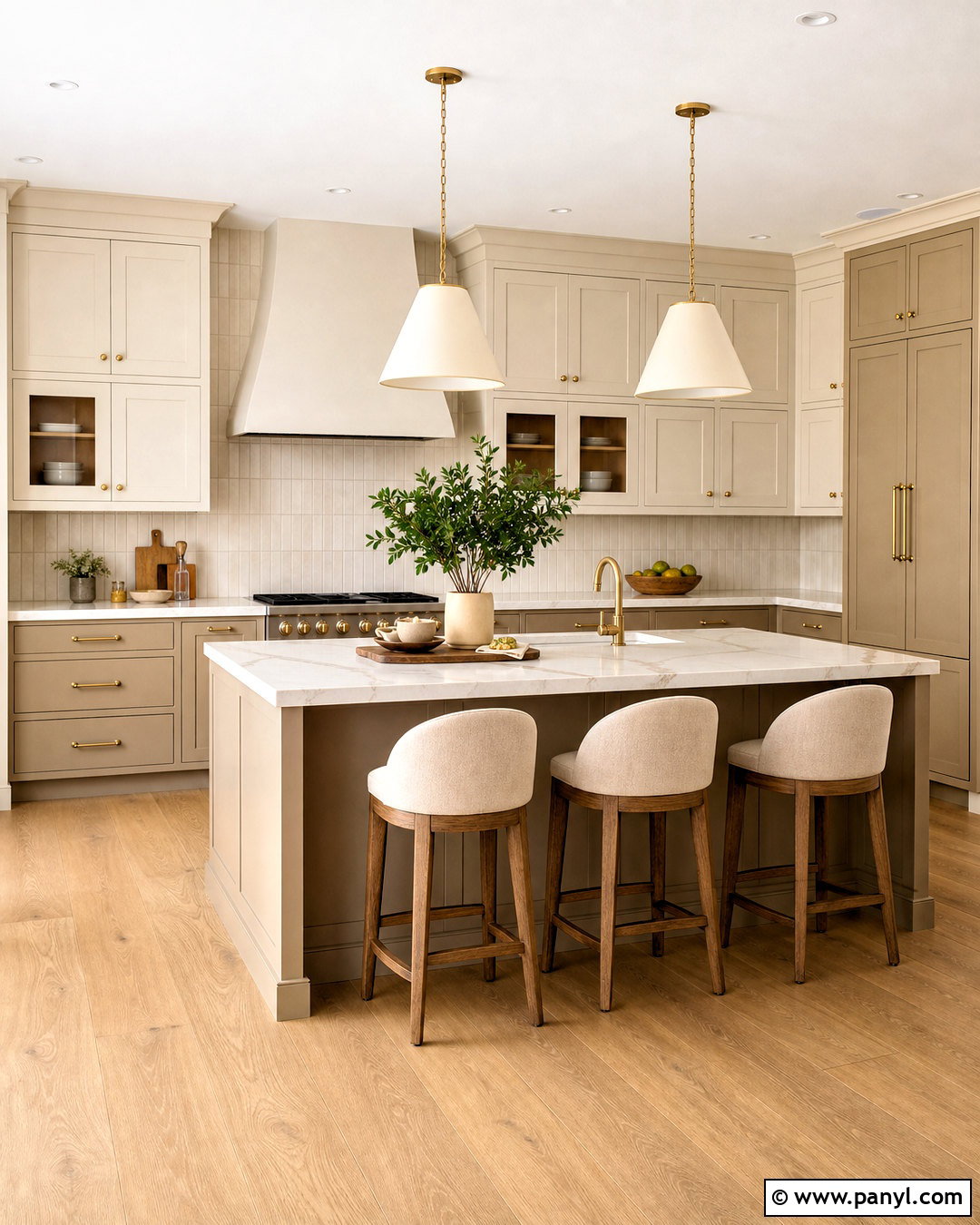 Two-Tone White And Beige Kitchen Cabinets - 20 white and beige kitchen ideas