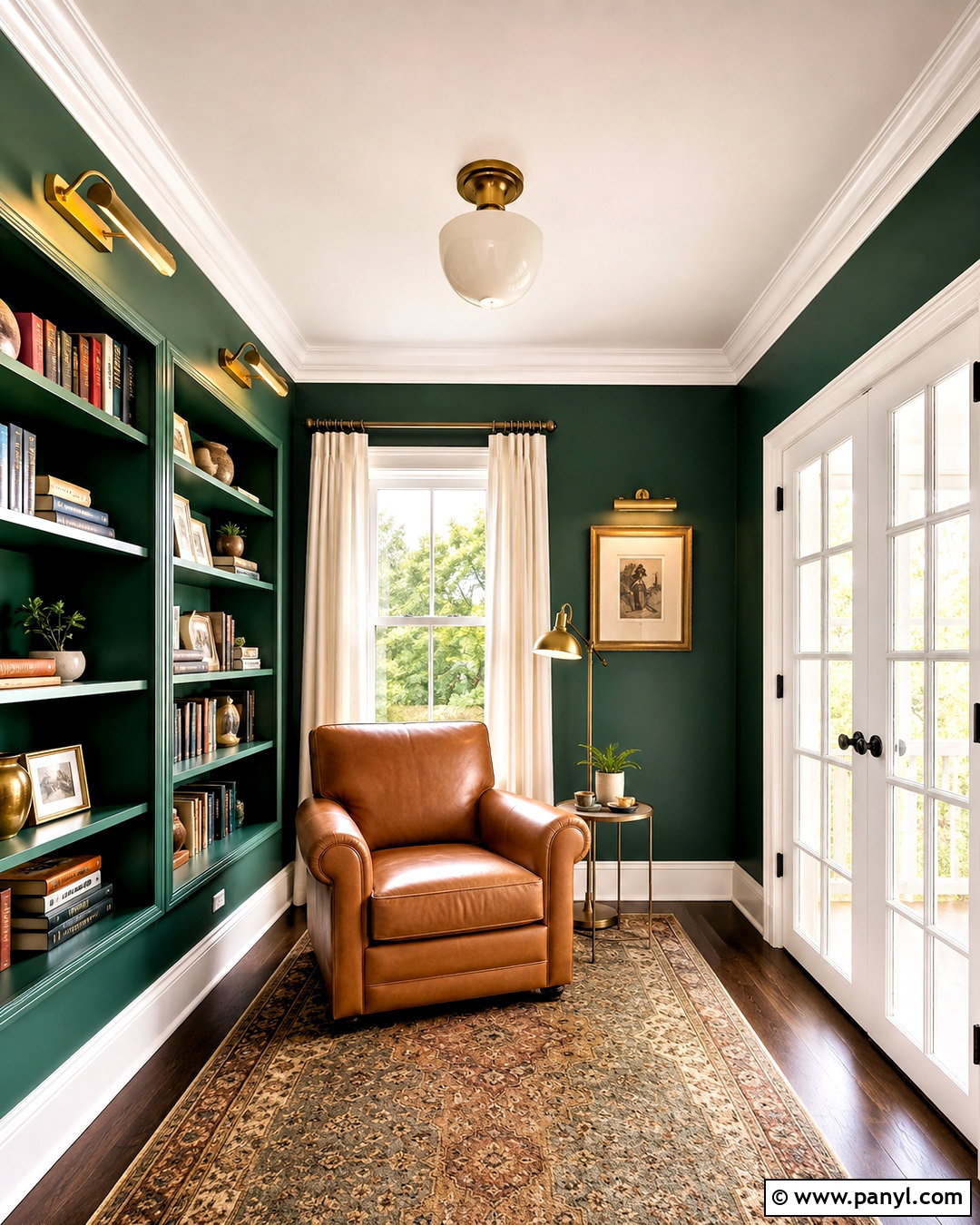 Ultra Pure White Trim With Emerald Green Walls - 20 best white trim paint color ideas