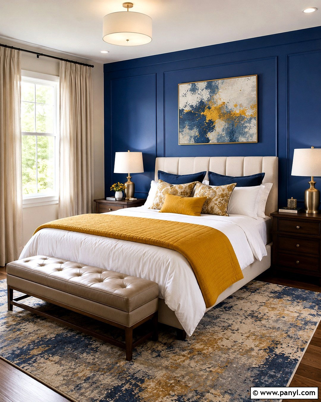 Ultramarine Blue Bedroom With Mustard Yellow - 20 Ultramarine Blue Wall Paint Ideas
