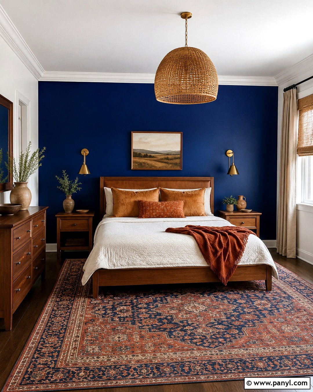 Ultramarine Blue Bedroom With Warm Wood - 20 Ultramarine Blue Wall Paint Ideas