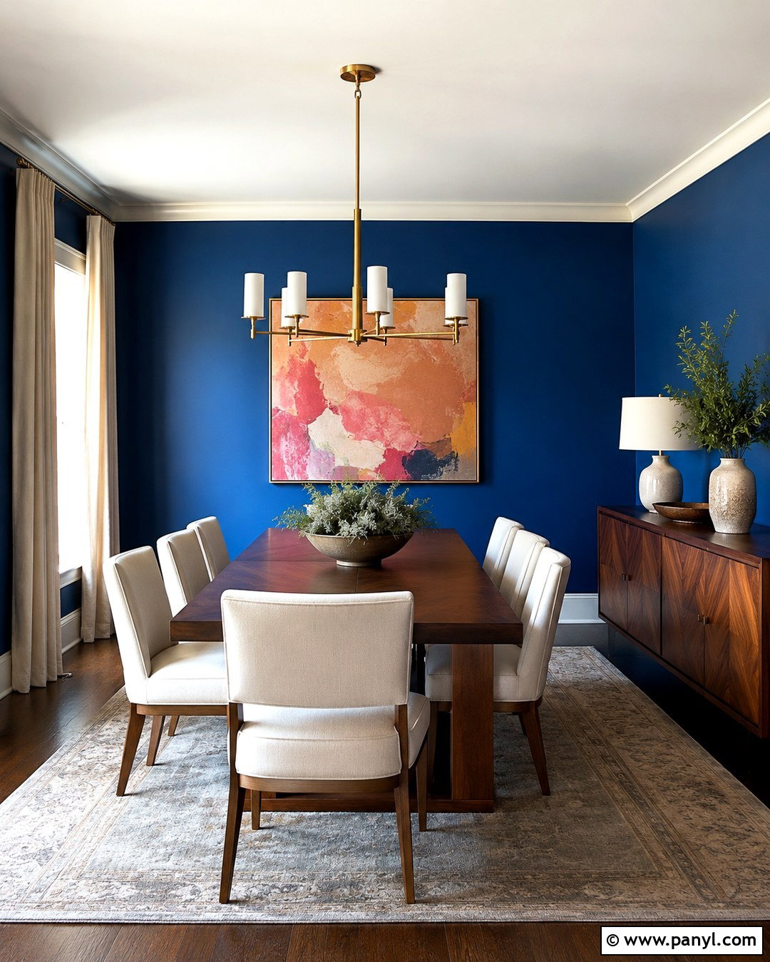 Ultramarine Blue Dining Room With Brass Accents - 20 Ultramarine Blue Wall Paint Ideas