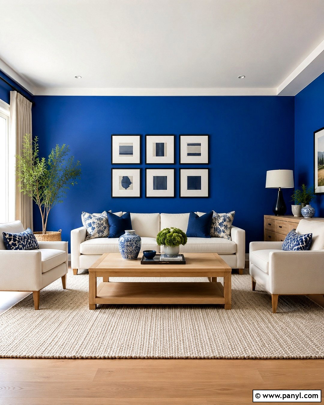 Ultramarine Blue Living Room With White Furniture - 20 Ultramarine Blue Wall Paint Ideas