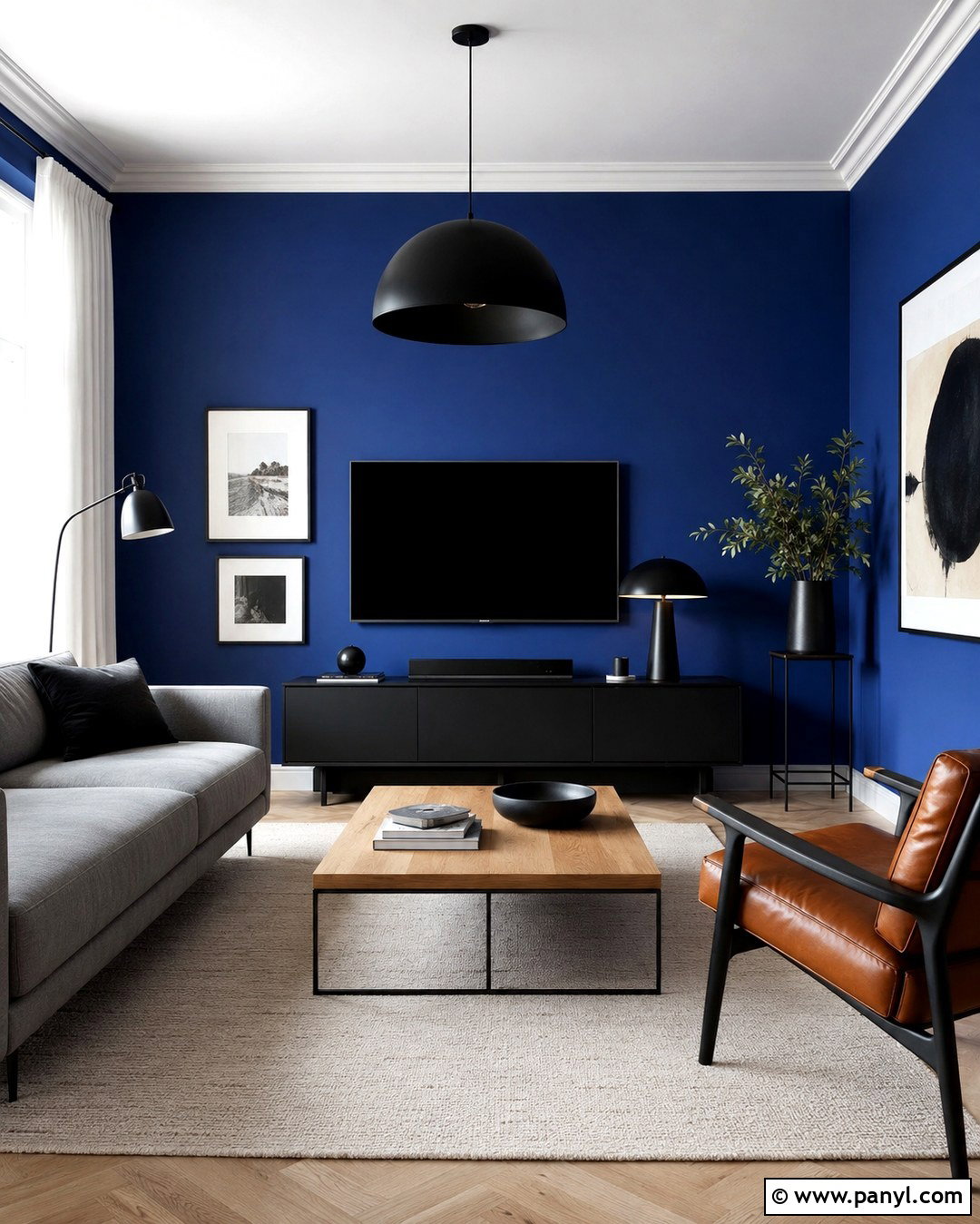 Ultramarine Blue Wall With Black Furniture - 20 Ultramarine Blue Wall Paint Ideas