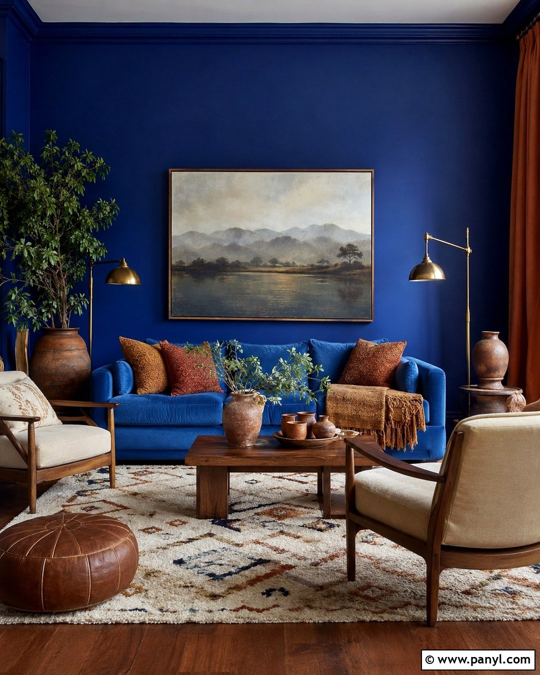 Ultramarine Blue Wall With Terracotta Decor - 20 Ultramarine Blue Wall Paint Ideas