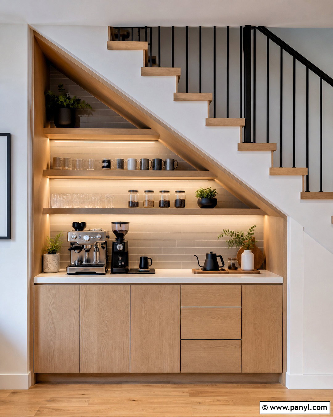 Under Stairs Coffee Bar - 20 modern coffee bar ideas