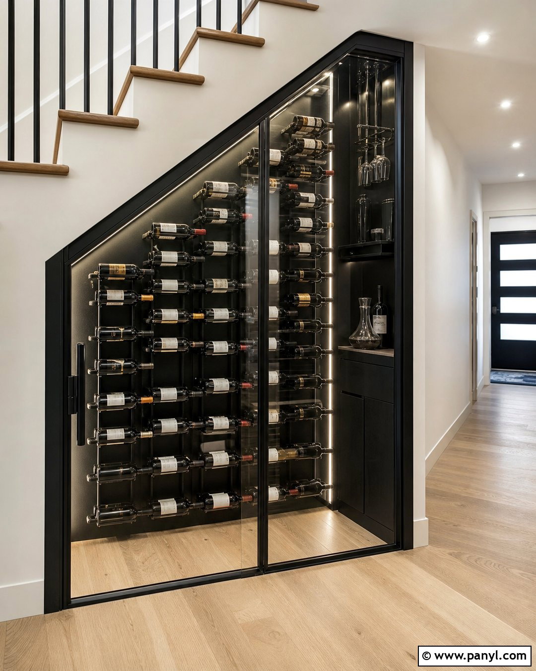 Under Stairs Wine Cellar With Black Walls - 20 Modern Wine Cellar With Black Walls