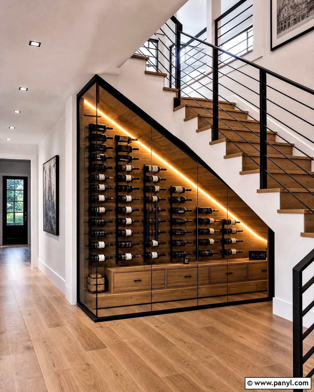 Under Stairs Wine Wall - 20 wine display wall ideas